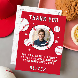 Baseball Ball Themed Birthday Foto Vielen Dank Postkarte