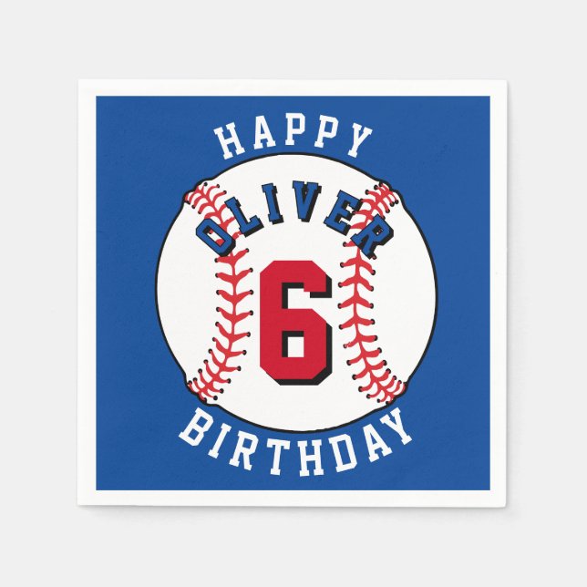 Baseball Ball Themed Kindergeburtstag Party Serviette (Vorderseite)
