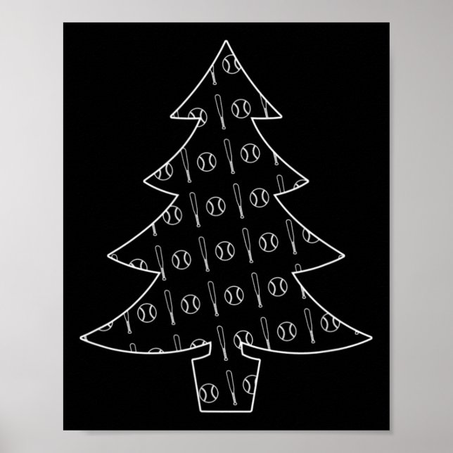 Baseball Ball und Bat Collage Sportweihnachtsfest Poster (Vorne)