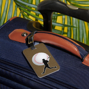 Baseball - Ball und Spielersilhouette Name Adresse Gepäckanhänger