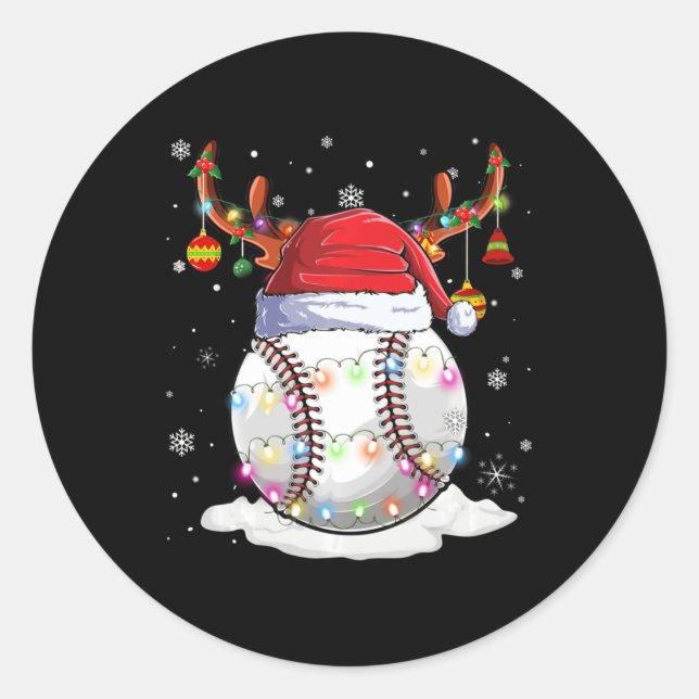 Baseball Ball Weihnachtsmannmütze Rentier Weihnach Runder Aufkleber (Vorderseite)
