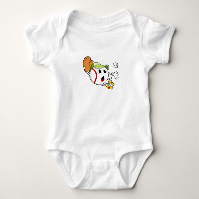 Baseball ball with Baseball glove & Cap Baby Strampler (Vorderseite)