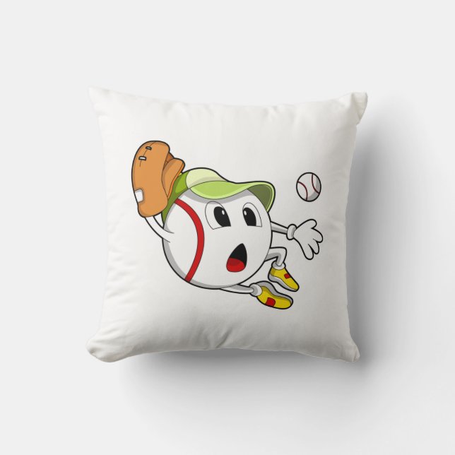 Baseball ball with Baseball glove & Cap Kissen (Vorderseite)
