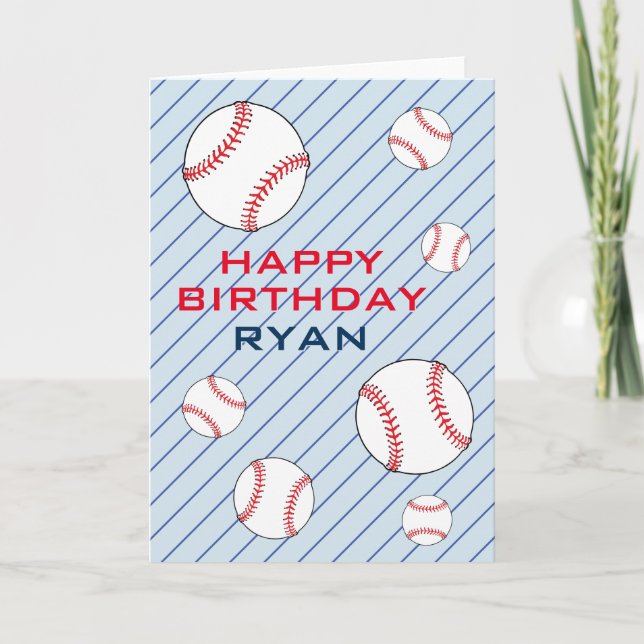 Baseball Balls Happy Birthday Kids Personalizable Karte (Vorderseite)