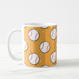 Baseball Balls - Nahtloses Muster auf dem Orangene Kaffeetasse