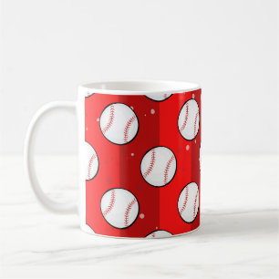 Baseball Balls - Nahtloses Muster auf dem roten Fe Kaffeetasse