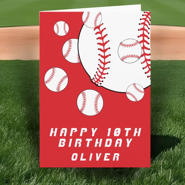 Baseball Balls Red Kids Boy Happy Birthday Karte (Von Creator hochgeladen)