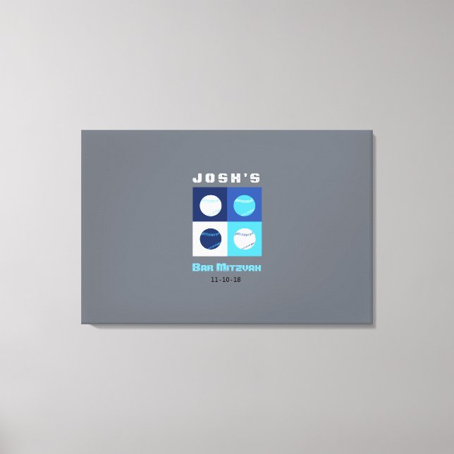BASEBALL Bar Bat Mitzvah Sign in Board Leinwanddruck (Vorderseite)
