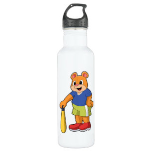 Baseball-Bär mit Baseballschläger Edelstahlflasche