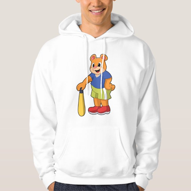 Baseball-Bär mit Baseballschläger Hoodie (Vorderseite)