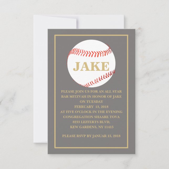 Baseball Bar Mitzvah Einladung, Bar Mitzvah Einladung (Vorderseite)