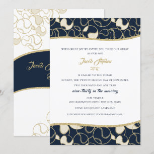 Baseball Bar Mitzvah Gold und Blau Einladung