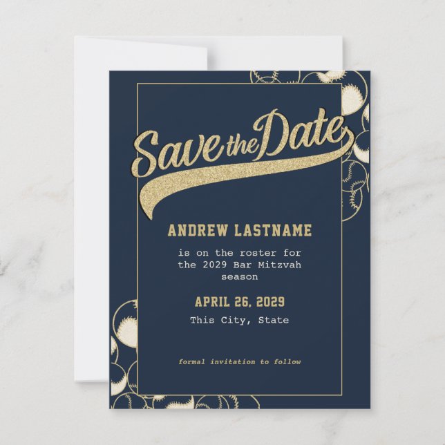 Baseball Bar Mitzvah Save the Date (Vorderseite)