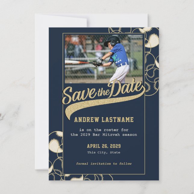 Baseball Bar Mitzvah Save the Date (Vorderseite)