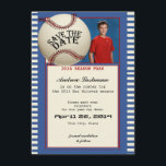 Baseball Bar Mitzvah Save the Date<br><div class="desc">Vintages Baseballpassdesign,  Save the Date mit Foto. Personalisieren Sie Text wie gewünscht.</div>