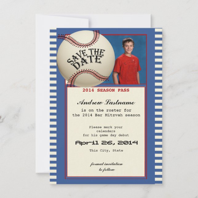 Baseball Bar Mitzvah Save the Date (Vorderseite)