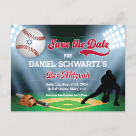 Baseball Bar Mitzvah Save the Date Postcard Postkarte