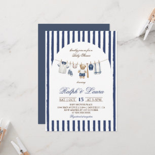 Baseball-Bär-Wäscheleine-Baby-Party Einladung