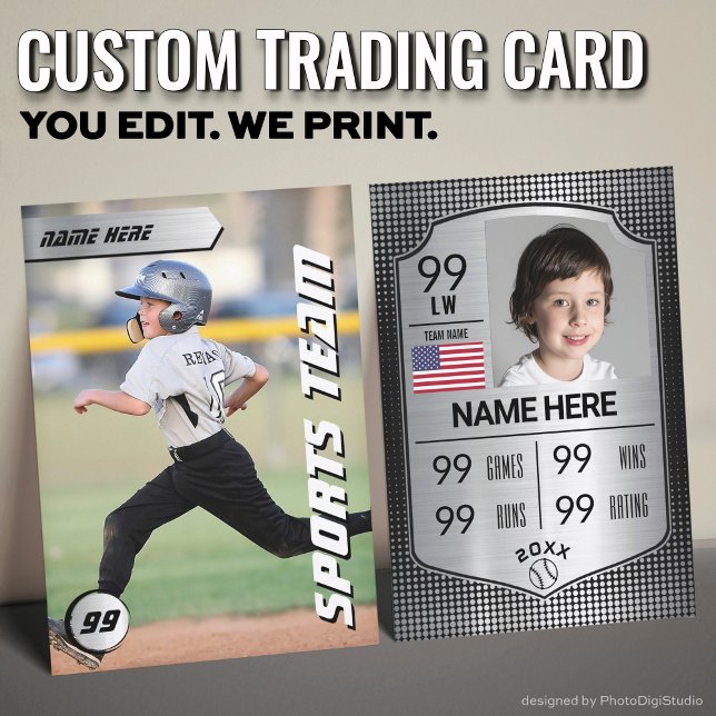 Baseball-Baseball-Karte-Baseball-Schildkarte Telefonnummerkarte (Custom Baseball Trading Card, Silver Shield Player Card)
