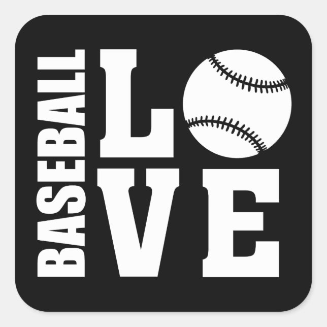Baseball - Baseball-Liebe Quadratischer Aufkleber (Vorderseite)