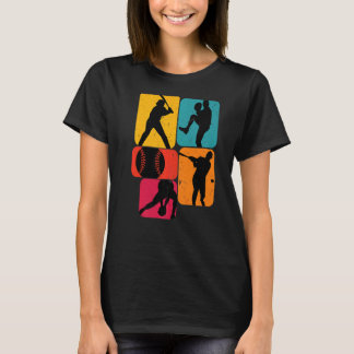 Baseball-Baseball-Spieler Retro T-Shirt