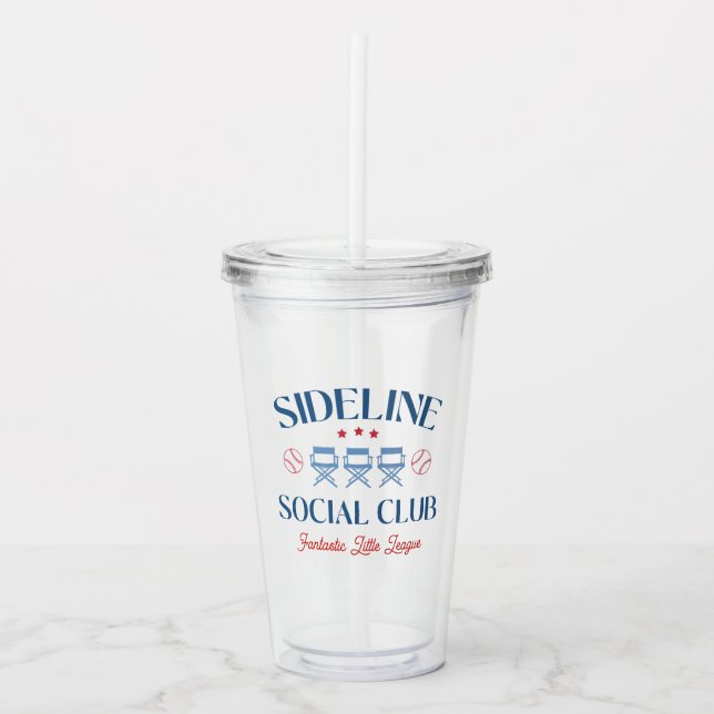 Baseball Baseline Social Club mit Liga-Namen Acryltrinkbecher (Vorderseite)
