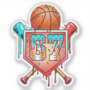 Baseball Basketball Trikotnummer 67 Drip Sports Aufkleber