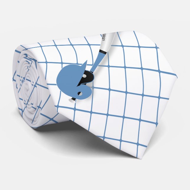 Baseball Bat Ball Helmet Blue Karo Necktie Krawatte (Gerollt)