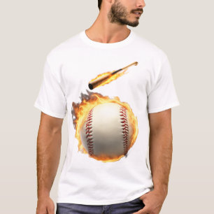 Baseball-Bat-Flammen Cooler Ball-Design T-Shirt