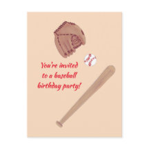 Baseball Bat Glove Anniversaire Invitations Carte 