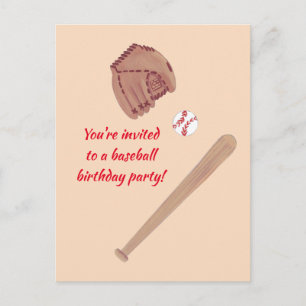 Baseball Bat Glove Anniversaire Invitations Carte 
