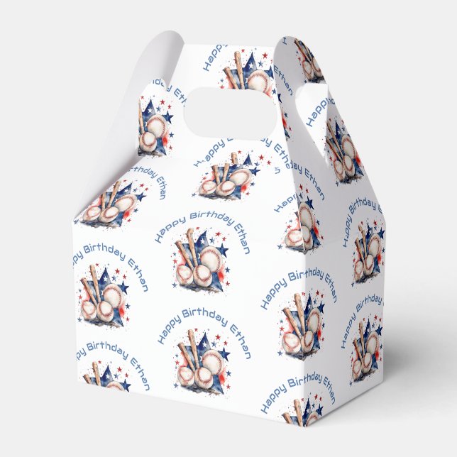 Baseball Bat Happy Birthday Name Pattern Kinder Geschenkschachtel (Vorderseite)