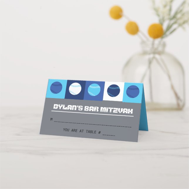 BASEBALL Bat Mitzvah Table Escort Card Platzkarte (Vorderseite)