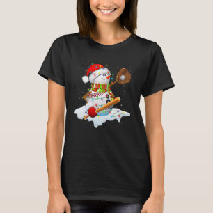 Baseball Bat Snowman Santa Snowflake T-Shirt