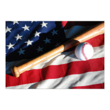 Baseball, Bat und American Flag Poster