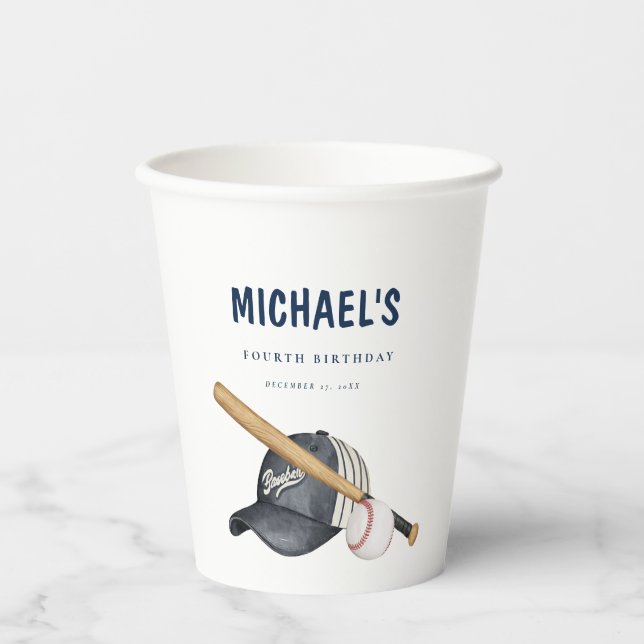 Baseball-Bat und Ball-Birthday-Papier-Cup Pappbecher (Vorderseite)