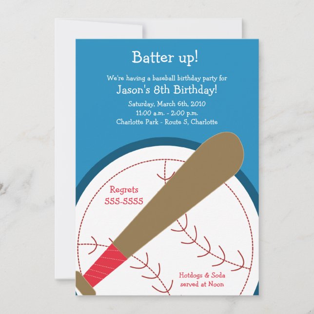 BASEBALL Batte Up Anniversaire Invitation (Devant)