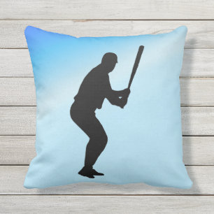 Baseball Batter Blue Sports Kissen Für Draußen