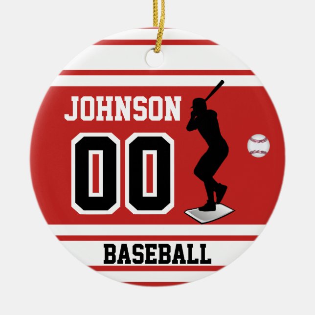Baseball Batter | Erstellen Sie Ihre eigenen Keramik Ornament (Vorne)