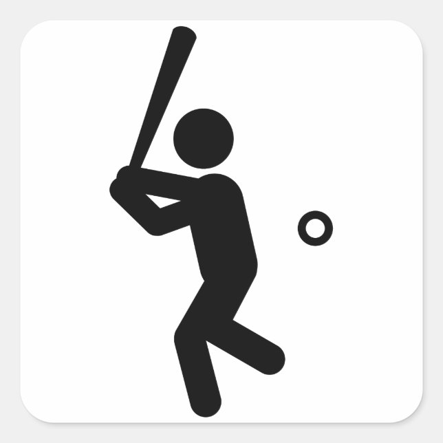 Baseball Batter Quadratischer Aufkleber (Vorderseite)