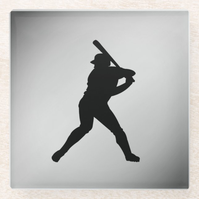 Baseball Batter Silver Sports Glasuntersetzer (Vorderseite)