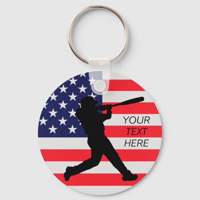 Baseball Batter und die amerikanische Flagge Schlüsselanhänger (Vorderseite)