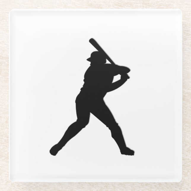 Baseball Batter White Sports Glasuntersetzer (Vorderseite)
