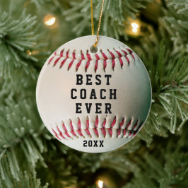 Baseball BEST COACH EVER Name und Team Keramik Ornament