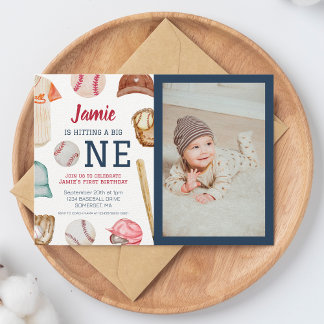 Baseball Big One Boy 1. Geburtstag Einladung