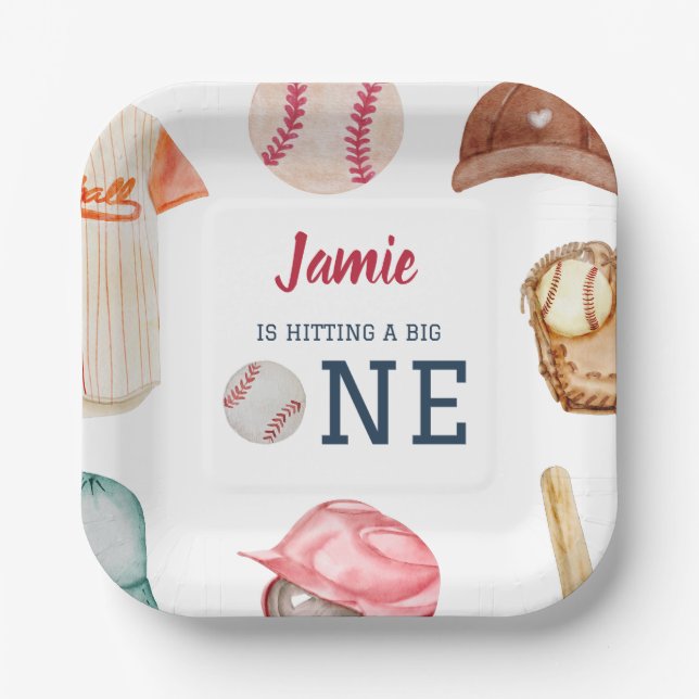 Baseball Big One Boy 1. Geburtstag Pappteller (Vorderseite)