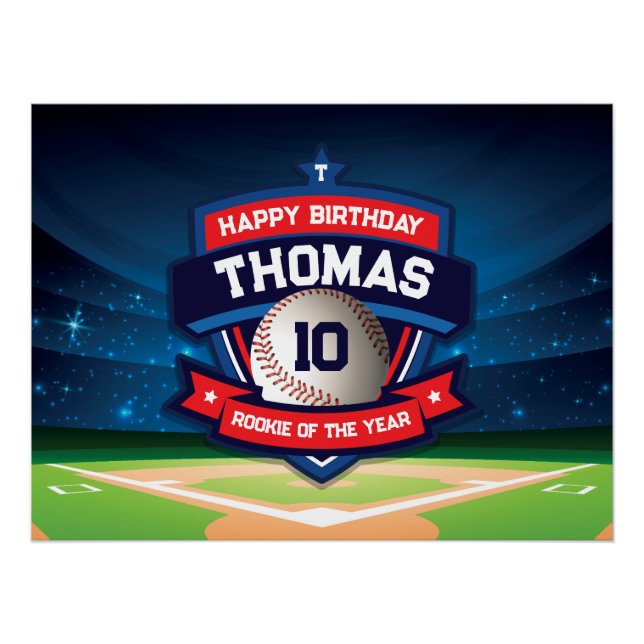 Baseball Birthday banner backdrop  Poster (Vorderseite)