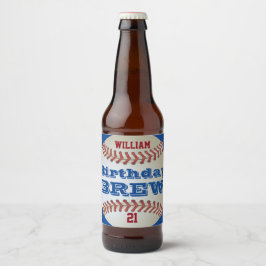 Baseball Birthday Brew Bierflaschenetikett