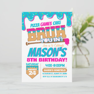 Baseball Birthday Invitation Drip Bruh Theme Einladung