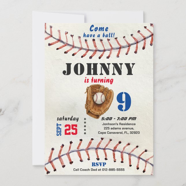 Baseball birthday invitation for boy with photo (Devant)